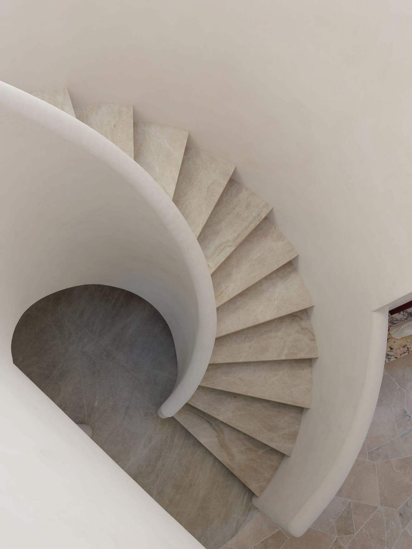Spiral stone staircase, architectural detail