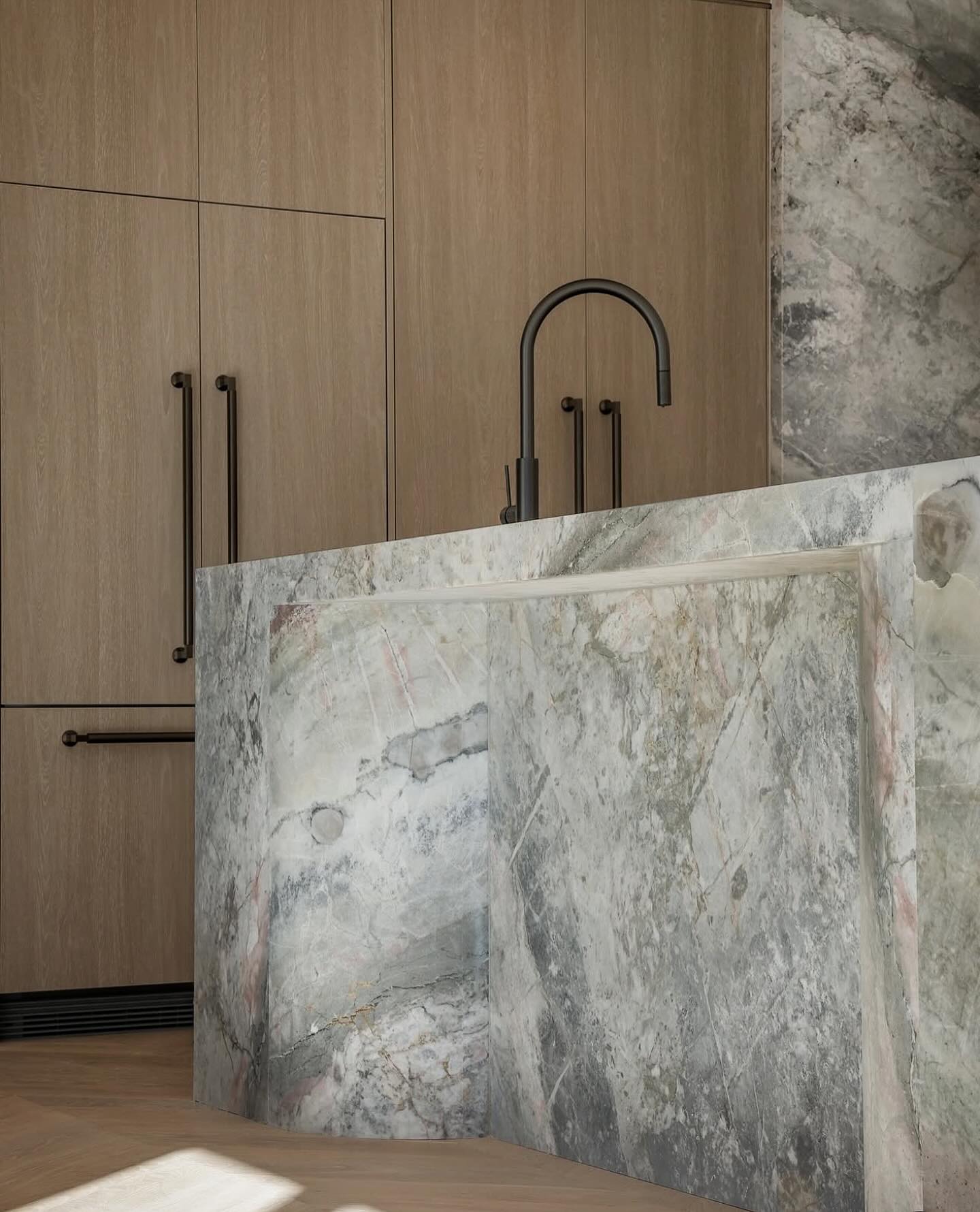 Warm minimalist residence exterior in natural stone